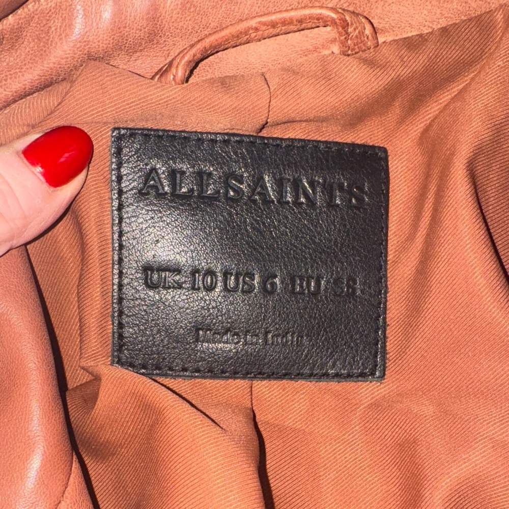 All Saints Rust Leather Jacket - Picture 3 of 4
